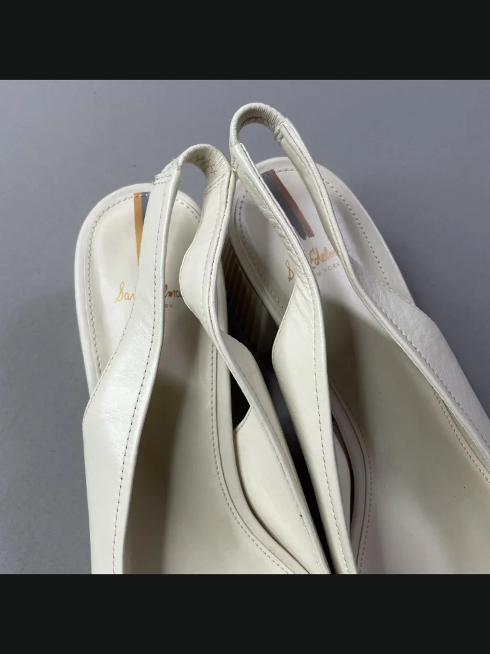 Sam Edelman Shoes Womens 10.5 off white leather toren block heel slingback